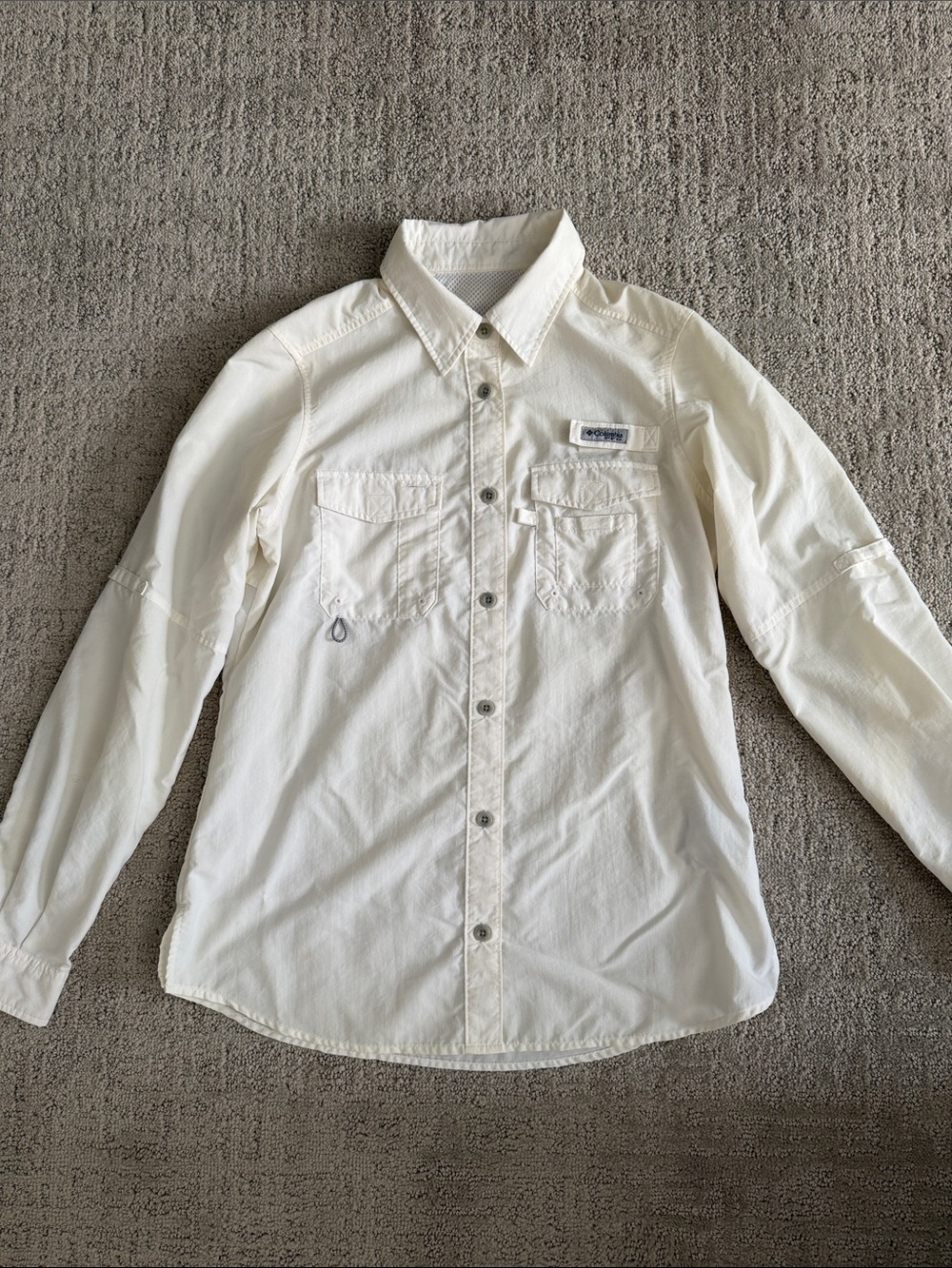 Columbia Women's Off-White PFG Long Sleeve Outdoor Button Shirt | Size S - Picture 5 of 11